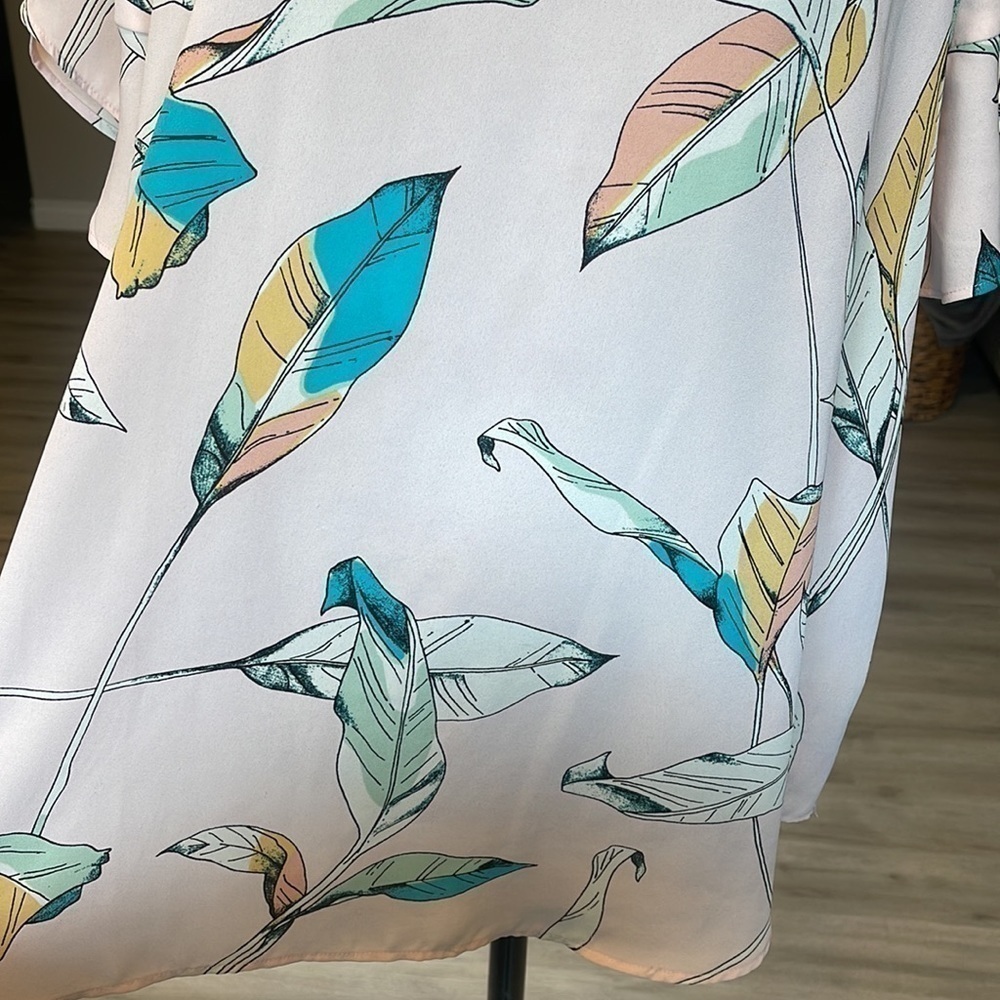 Van Heusen Flowy Leaf Design Office Dressy Top Blouse XL - Picture 5 of 6
